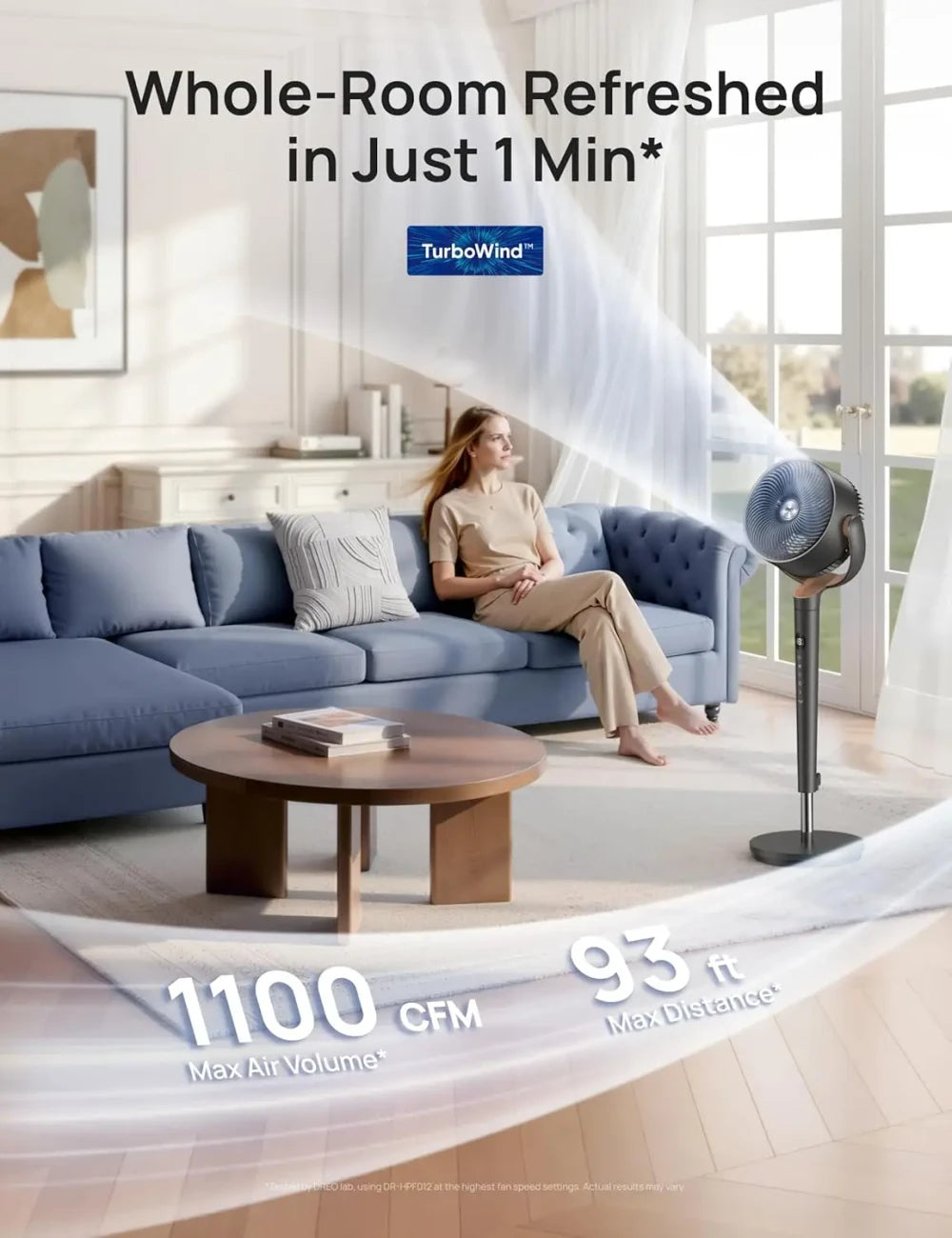 Quiet Oscillating Standing Fan