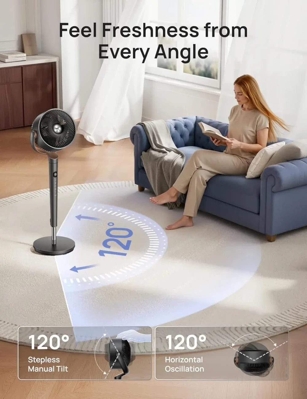 Quiet Oscillating Standing Fan