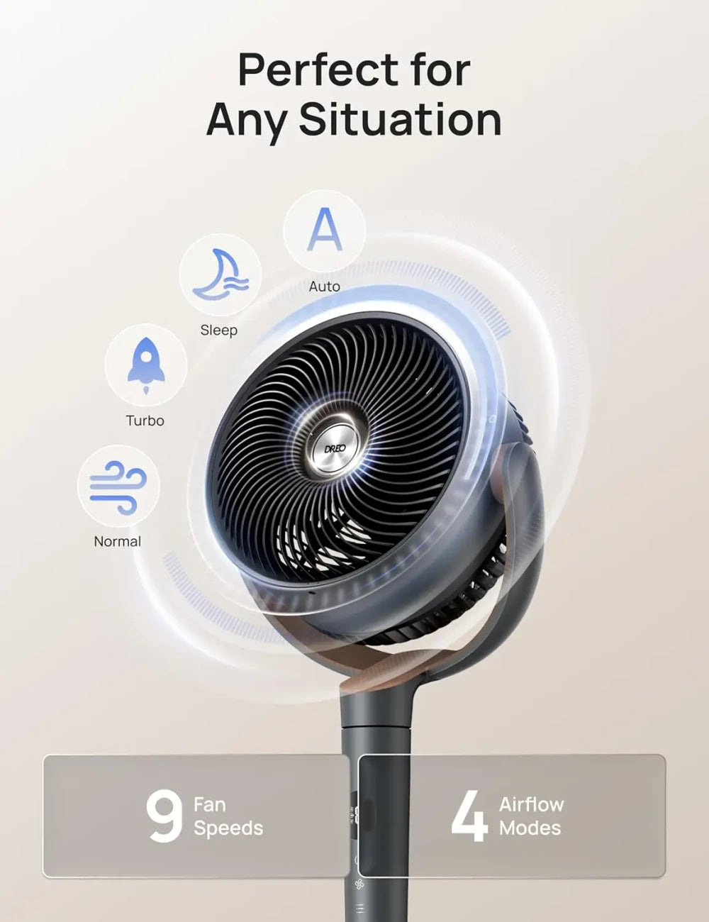 Quiet Oscillating Standing Fan